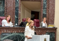 La consejera de Empresa, Empleo y Economía Social, Marisa López Aragón, interviene en la Asamblea Regional.