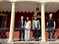 La consejera Carmen Conesa, el alcalde de Totana y el director del Instituto de Turismo, durante su visita al tramo final de las obras