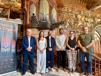 La consejera Carmen Conesa, el alcalde de Totana y la directora de Competitividad y Calidad Tur&iacute;sticas, en la presentaci&oacute;n del Festival de &Oacute;rgano