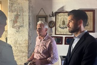 El director general de Patrimonio Cultural durante su visita para supervisar los trabajos que se desarrollan en el templo