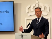 El portavoz del Gobierno regional, Marcos Ortuño, durante la rueda de prensa posterior al Consejo de Gobierno