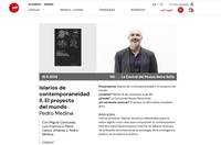 Cartel de la próxima presentación del libro 'Islarios de contemporaneidad II. El proyecto del mundo' de Pedro Medina en La Central del Museo Reina...