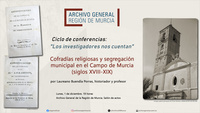 Cartel anunciador de la próxima conferencia del ciclo 'Los investigadores nos cuentan' en el Archivo General, a cargo del historiador y profesor ...