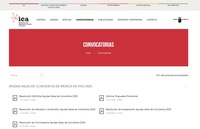 Imagen de la convocatoria en la página web del Instituto de las Industrias Culturales y las Artes