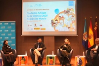 La consejera de Pol&iacute;tica Social, Familias e Igualdad, Conchita Ruiz, durante el acto de entrega de reconocimientos 'Ciudades Amigas de la Infanci...