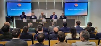 El consejero de Medio Ambiente, Universidades, Investigaci&oacute;n y Mar Menor, Juan Mar&iacute;a V&aacute;zquez, durante su intervenci&oacute;n en la Asamblea General de la Asociaci&oacute;n del Hidr&oacute;geno Verde en la Regi&oacute;n de Murcia.