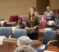 La consejera de Empresa, Empleo y Econom&iacute;a Social, Marisa L&oacute;pez Arag&oacute;n, durante su intervenci&oacute;n en la Asamblea Regional.