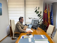 El director general de Litoral y Puertos, Pablo Mar&iacute;n, durante la reuni&oacute;n telem&aacute;tica de comunidades aut&oacute;nomas con territorio en el litoral