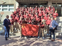 El consejero de Educaci&oacute;n y Formaci&oacute;n Profesional, V&iacute;ctor Mar&iacute;n, despide al alumnado de FP de la Regi&oacute;n de Murcia que participan en Spainskills`26,...