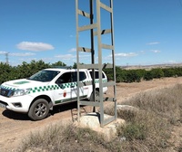 Agentes medioambientales inspeccionan los apoyos el&eacute;ctricos ubicados en zonas sensibles de la Regi&oacute;n de Murcia.