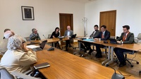El consejero de Fomento e Infraestructuras, Joege Garc&iacute;a Montoro, junto al alcalde de La Uni&oacute;n, Joaqu&iacute;n Zapata, durante la reuni&oacute;n en el Ministerio...