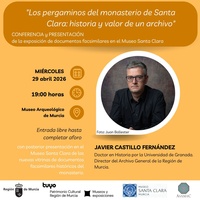 Cartel de la conferencia de Javier Castillo que preceder&aacute; a la apertura de la exposici&oacute;n.