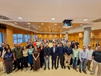 El consejero de Medio Ambiente, Universidades, Investigaci&oacute;n y Mar Menor, Juan Mar&iacute;a V&aacute;zquez, junto a los ponentes y asistentes a la jornada 'Impacto...