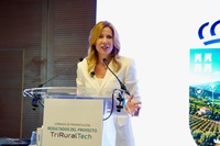 La consejera de Econom&iacute;a, Hacienda, Portavoc&iacute;a, Fondos Europeos y Transformaci&oacute;n Digital, durante la presentaci&oacute;n del proyecto TriRuralTech