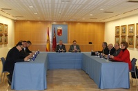 El presidente de la Comunidad durante la reunión con los representantes sindicales