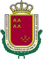 Emblema del Consejo Jurídico de la Región de Murcia compuesto por el escudo de la Comunidad Autónoma orlado del lema Plura consilio quam vi sobre hojas de sabina
