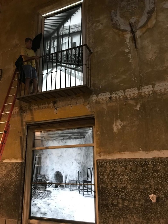 Imagen del montaje de la intervención de la Casa de las Boticarias