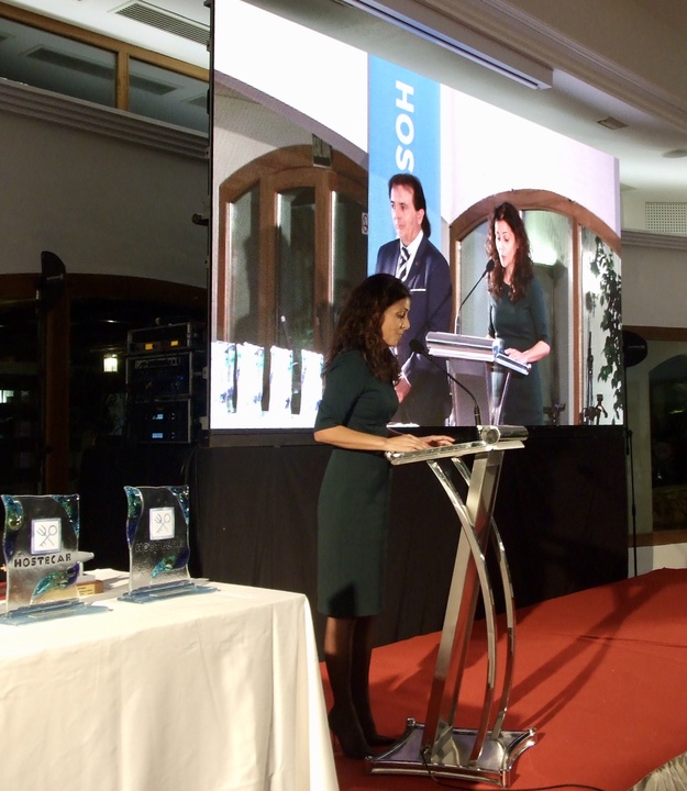 Cristina Sánchez durante su intervención en los premios 'Santa Marta' de Hostecar