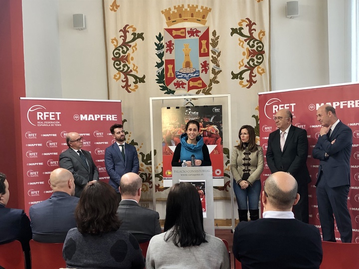 Cristina Sánchez durante la presentación de la eliminatoria clasificatoria para acceder a la fase final de la Fed Cup que se celebra por tercera vez en la Región