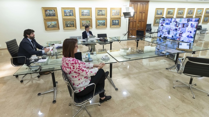 Reunión telemática con los 45 alcaldes de la Región (2)