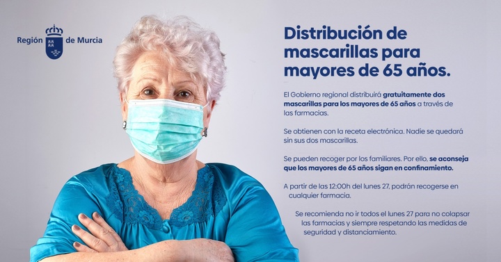 Los mayores de 65 años podrán retirar sus mascarillas en las farmacias