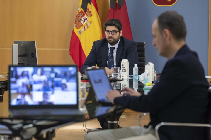 Reunión telemática con los 45 alcaldes de la Región (2)