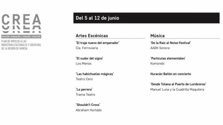 Imagen de la cartelera de la quinta entrega de 'Plataforma CREA'