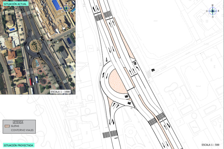 Plano de la nueva rotonda del Caballito proyectada por la Comunidad Autónoma en La Manga del Mar Menor