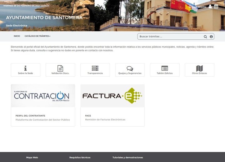 Imagen de la nueva plataforma electrónica del Ayuntamiento de Santomera