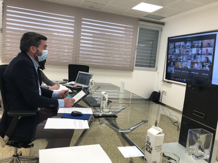 El consejero Luengo, durante su intervención en la reunión de las comunidades autónomas para fijar las prioridades de la política ambiental de la Unión Europea