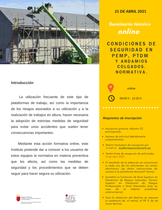 Seminario Técnico "Condiciones de seguridad en PEMP, PTDM y andamios colgados. Normativa"