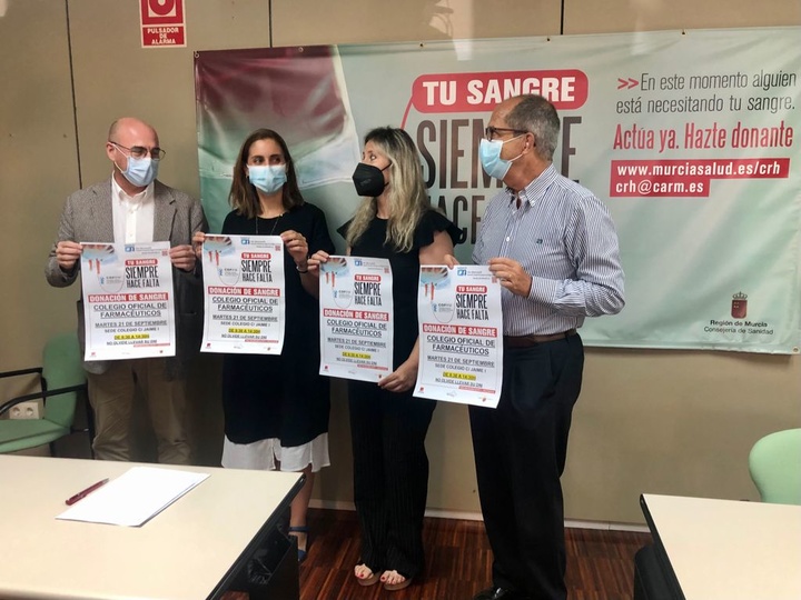 El Servicio Murciano de Salud  y el Colegio de Farmacéuticos formalizan su colaboración para fomentar la donación de sangre