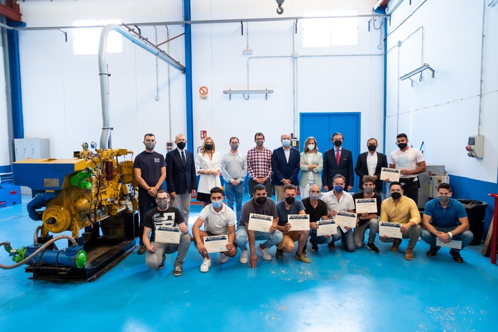 Un curso del Servicio Regional de Empleo y Formación sobre motores marinos forma a 14 personas en uno de los perfiles más demandados por la industria naval de Cartagena