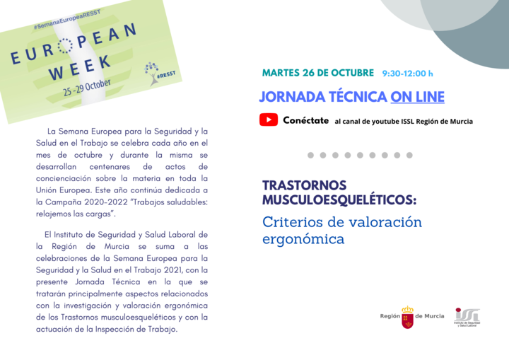 Jornada técnica "Trastornos musculoesqueléticos: Criterios de valoración ergonómica"