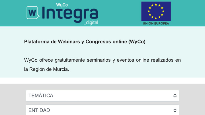 Imagen de la página web de la plataforma de Webinars y Congresos Online (WyCo)