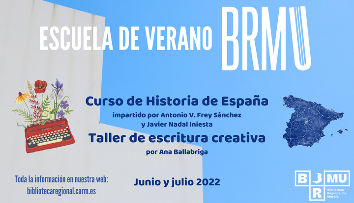 Cartel de las dos actividades enmarcadas en la 'Escuela de verano Biblioteca Regional de la Región de Murcia'
