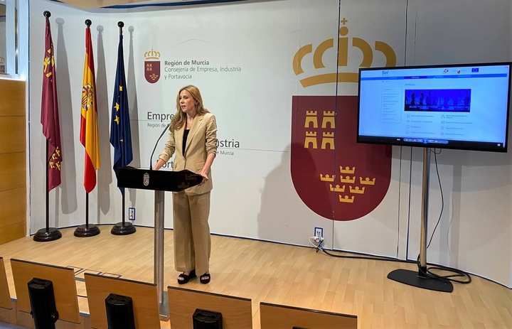 La directora general del Servicio Regional de Empleo y Formación, Marisa López Aragón, en la presentación de la nueva web