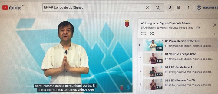 Imagen del material audiovisual realizado para el curso Lengua de signos Española básico y que se puede ver en Youtube