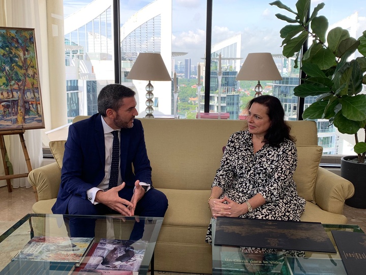El consejero Antonio Luengo, durante su entrevista con la embajadora de España en Singapur, Mercedes Alonso (1)