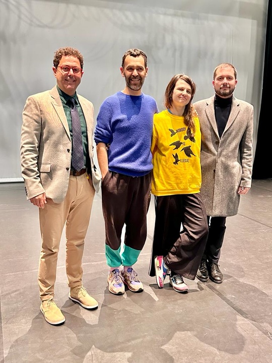 El director general del ICA, Manuel Cebrián, los profesores Javier Cuevas y Poliana Lima, y el coordinador del Centro Párraga, Sergio Porlán, en la inauguración del nuevo ciclo.