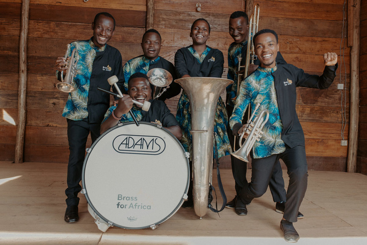 Miembros de la formación Brass for Africa, que actuarán junto a la OSRM.