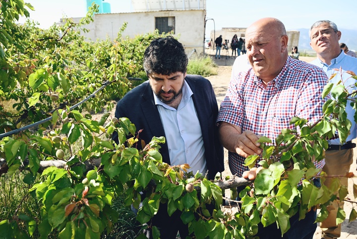 López Miras visita una finca agrícola en Pliego