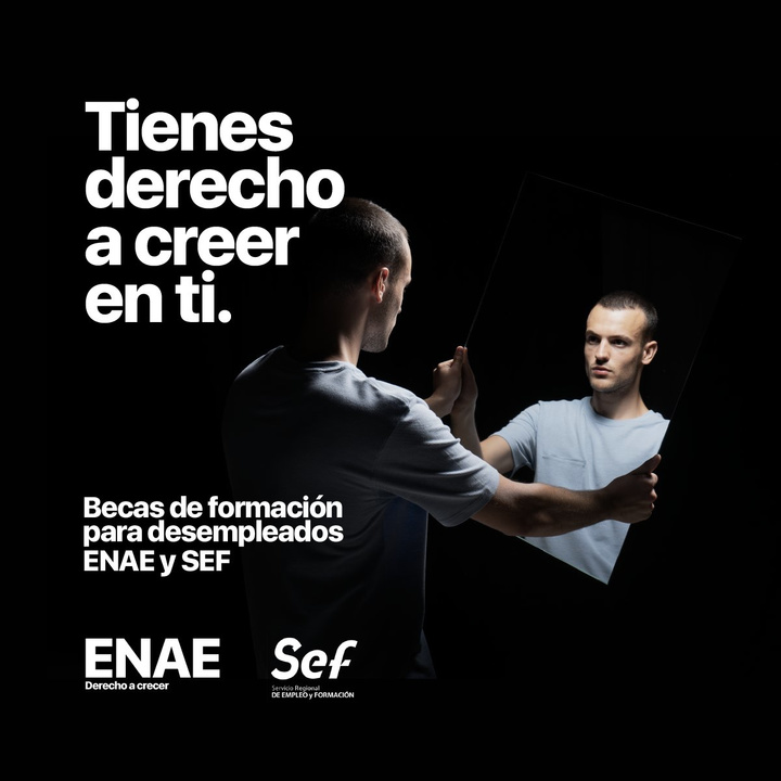 Imagen de la convocatoria de las becas de la Escuela de Negocios ENAE, en colaboración con el SEF.