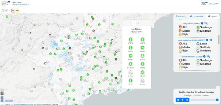 Una imagen del visor que detecta la situación en la red del sistema de detección temprana de riesgos climáticos