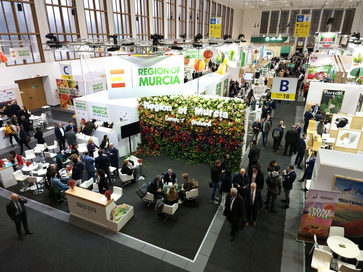 Imagen del estand de la Región de Murcia en la feria Fruit Logística 2024.