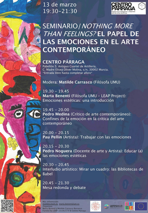 Imagen del cartel del seminario público 'Nothing more than feelings? El papel de las emociones en el arte contemporáneo'