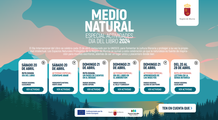 Imagen del artículo Medio Ambiente programa seis actividades en espacios naturales de la Región este fin de semana con motivo del Día del Libro