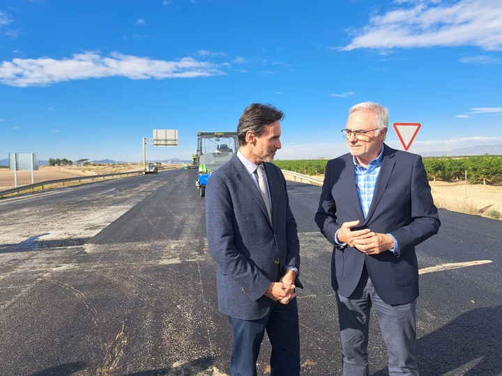 Imágenes de las obras en la autovía RM-2 y de la Variante de Torre Pacheco.