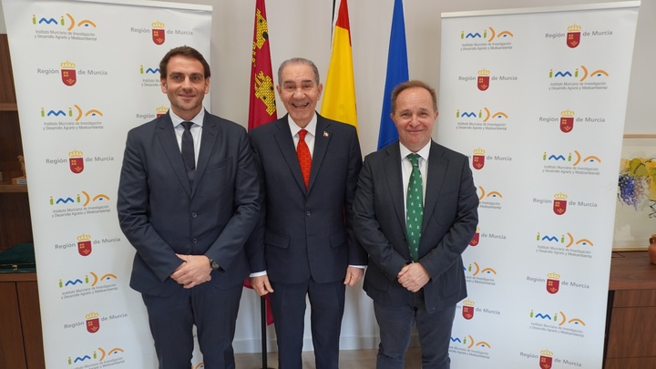 El director del IMIDA, Andrés Martínez Bastida, junto al ministro de Educación Superior, Ciencia y Tecnología de República Dominicana, Franklin García Fermín, y el director general de Acción Exterior y Cooperación, Juan José Almela.