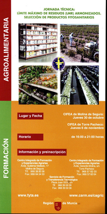 Jornada Técnica: Límite máximo de residuos (LMR) armonizados. Selección de productos fitosanitarios.